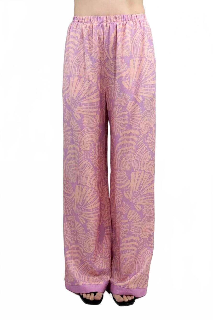 NEW A.REN coquille print wide leg pants in pink